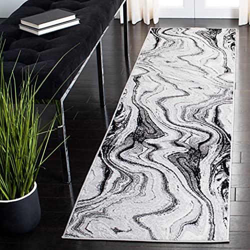 SAFAVIEH Zeitgenössische Teppich für Wohnzimmer, Esszimmer, Schlafzimmer - Amelia Collection, Kurzer Flor, Grau und Gold, 61 X 213 cm SAFAVIEH Zeitgenössische Teppich für Wohnzimmer, Esszimmer, Schlafzimmer - Amelia Collection, Kurzer Flor, Grau und Gold, 61 X 213 cm von Safavieh