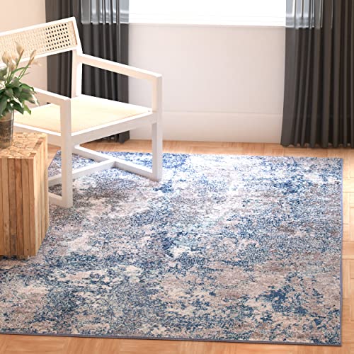 Safavieh Zeitgenössische Teppich für Wohnzimmer, Esszimmer, Schlafzimmer - Aston Collection, Kurzer Flor, Hellgrau und Grau, 91 X 152 cm von Safavieh