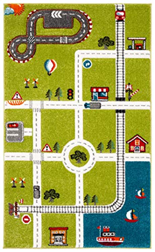 Safavieh Zeitgenössische Teppich für Wohnzimmer, Esszimmer, Schlafzimmer - Carousel Kids Collection, Kurzer Flor, Mehrfarbig, 60 x 90 cm von Safavieh