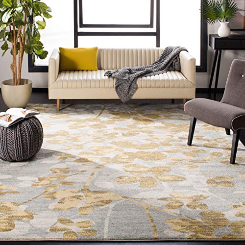 Safavieh Zeitgenössische Teppich für Wohnzimmer, Esszimmer, Schlafzimmer - Evoke Collection, Kurzer Flor, Grau und Gold, 152 X 244 cm von Safavieh