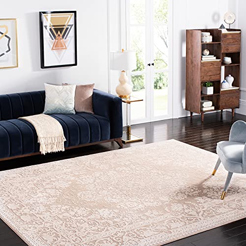 Safavieh Zeitgenössische Teppich für Wohnzimmer, Esszimmer, Schlafzimmer - Reflection Collection, Kurzer Flor, Beige und Creme, 274 X 366 cm von Safavieh