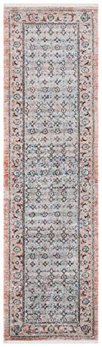 Safavieh Zeitgenössische Teppich für Wohnzimmer, Esszimmer, Schlafzimmer - Shivan Collection, Kurzer Flor, Blau und Rose, 66 X 244 cm von Safavieh