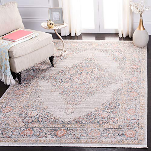 Safavieh Zeitgenössische Teppich für Wohnzimmer, Esszimmer, Schlafzimmer - Shivan Collection, Kurzer Flor, Grau und Rose, 122 X 183 cm von Safavieh