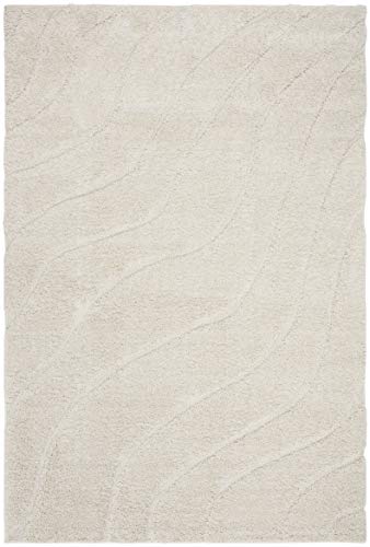 SAFAVIEH Zottelig Teppich für Wohnzimmer, Esszimmer, Schlafzimmer - Florida Shag Collection, Hoher Flor, Creme, 61 X 91 cm von Safavieh