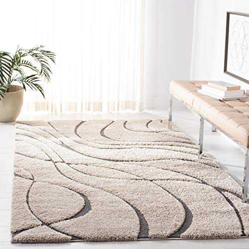 Safavieh Zottelig Teppich für Wohnzimmer, Esszimmer, Schlafzimmer - Florida Shag Collection, Hoher Flor, Creme und Grau, 183 X 274 cm Safavieh Zottelig Teppich für Wohnzimmer, Esszimmer, Schlafzimmer - Florida Shag Collection, Hoher Flor, Creme und Grau, 183 X 274 cm von Safavieh