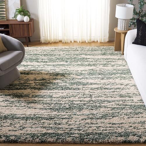 Safavieh Zottelig Teppich für Wohnzimmer, Esszimmer, Schlafzimmer - Hudson Shag Collection, Hoher Flor, Elfenbein und Grün, 183 X 274 cm Safavieh Zottelig Teppich für Wohnzimmer, Esszimmer, Schlafzimmer - Hudson Shag Collection, Hoher Flor, Elfenbein und Grün, 183 X 274 cm von Safavieh