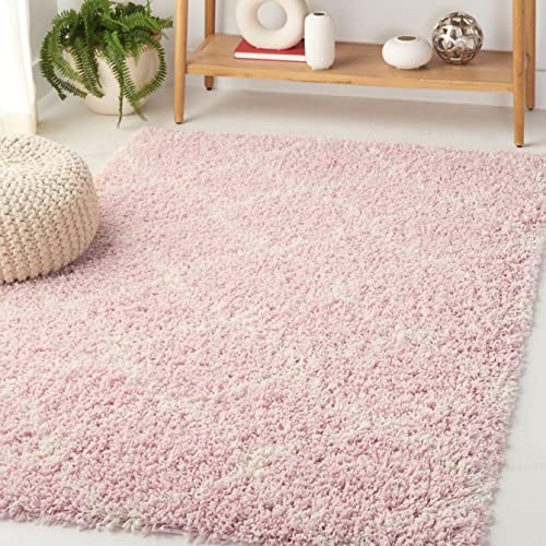 Safavieh SGH282 Zottelig Teppich für Wohnzimmer, Esszimmer, Schlafzimmer-Hudson Shag Collection, Hoher Flor, Elfenbein, 122 X 183 cm, Polypropylen (PP), Rosa/Elfenbeinfarben von Safavieh