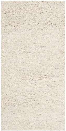 SAFAVIEH Zottelig Teppich für Wohnzimmer, Esszimmer, Schlafzimmer - Milan Shag Collection, Hoher Flor, Elfenbein, 61 X 91 cm von Safavieh