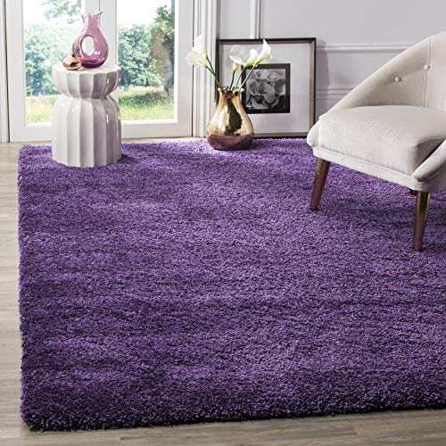 Safavieh Zottelig Teppich für Wohnzimmer, Esszimmer, Schlafzimmer-Milan Shag Collection, Hoher Flor, Lila, 183 X 274 cm, Polypropylen, violett, 6' x 9' von Safavieh