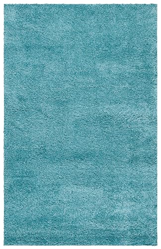 Safavieh Zottelig Teppich für Wohnzimmer, Esszimmer, Schlafzimmer - Milan Shag Collection, Hoher Flor, Wasserblau, 61 X 91 cm von Safavieh