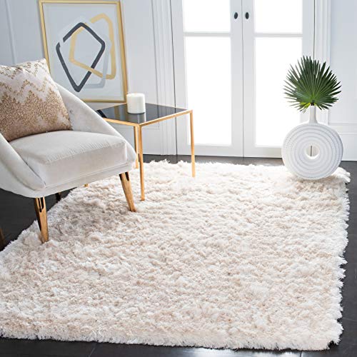 Safavieh Zottelig Teppich für Wohnzimmer, Esszimmer, Schlafzimmer - Paris Shag Collection, Hoher Flor, Elfenbein, 240 x 300 cm von Safavieh