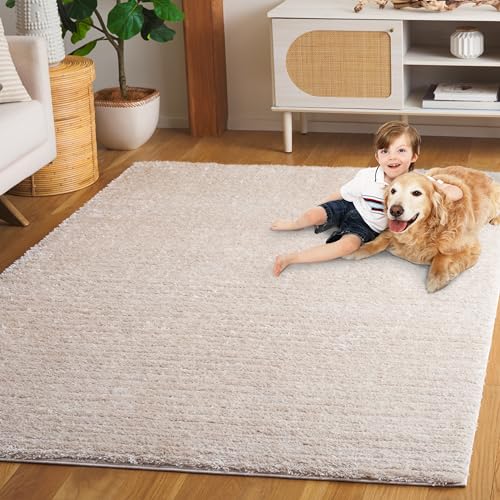 Safavieh Zottelig Teppich für Wohnzimmer, Esszimmer, Schlafzimmer - Tahoe Shag Collection, Hoher Flor, Creme, 244 X 305 cm von Safavieh