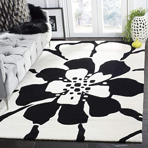 SAFAVIEH Zeitgenössische Teppich für Wohnzimmer, Esszimmer, Schlafzimmer - Soho Collection, Kurzer Flor, Schwarz und weiß, 152 X 244 cm von Safavieh