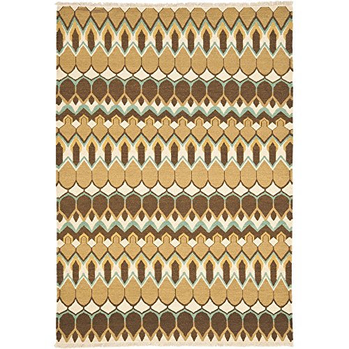 SAFAVIEH Traditionell Teppich für Wohnzimmer, Esszimmer, Schlafzimmer - Sumak Collection, Kurzer Flor, Beige und Braun, 122 X 183 cm von Safavieh