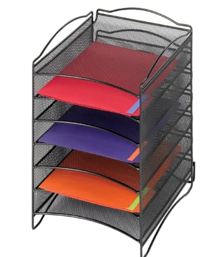 Safco Products 6 Fächern Schreibtisch-Organizer, Legierter Stahl, schwarz, 15.3" x 10.3" x 12.8" von Safco