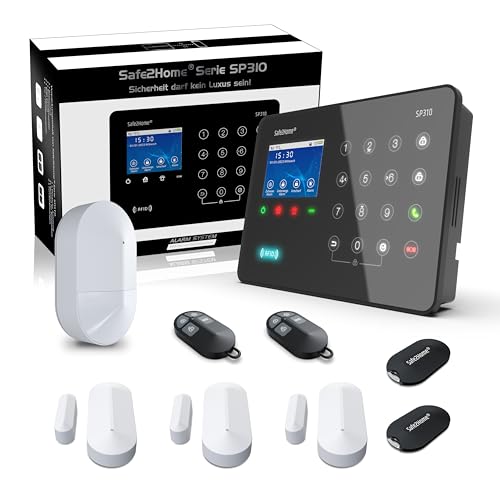 Safe2Home® Funk Alarmanlagen Basis Set SP310 Profi - Sabotageschutz Rolling Code - wechselnde Frequenz deutsch GSM WLAN Alarmsystem fürs Haus Büro inkl. Zubehör mit SMS/Anruf Alarmierung von Safe2Home