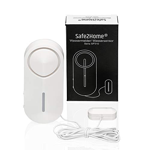 Safe2Home Wassermelder für Funk Alarmanlage Serie SP310 - Wasser Sensor Detektor für Bad, Küche, Keller etc. GSM WLAN Alarmsystem von Safe2Home