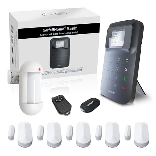 Safe2Home Basic Funk Alarmanlage in Schwarz - WLAN & SMS Komplettsystem 2,4 & 5 GHz für Haus und Wohnung mit App Steuerung Anruf und SMS Alarmierung von Safe2Home