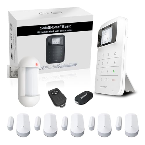 Safe2Home Basic Funk Alarmanlage in Weiß - WLAN & SMS Komplettsystem 2,4 & 5 GHz für Haus und Wohnung mit App Steuerung Anruf und SMS Alarmierung von Safe2Home