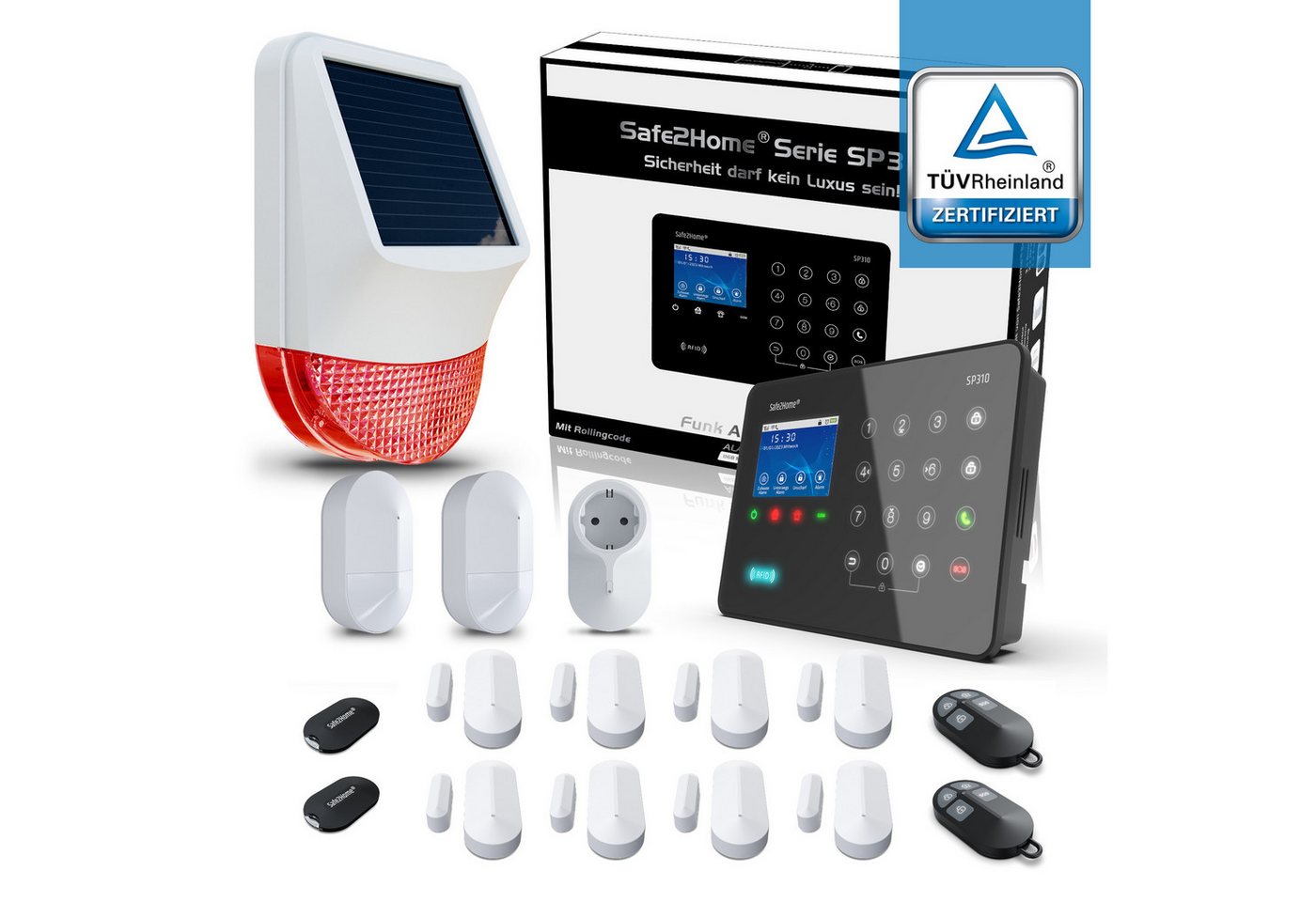 Safe2Home TÜV WLAN GSM Funk Alarmanlagen SP310 Profi 868 Mhz -Rolling Code Alarmanlage von Safe2Home