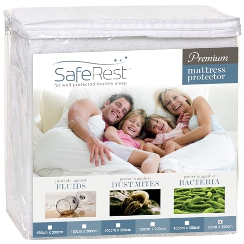 SafeRest Matratzenschoner, Angepasster Matratzenbezug, Baumwolle, wasserdichter Matratzenschutz 90x200cm, Mattress Protector Bettwäsche-Essential für Wohngemeinschaft, neues Zuhause, erste Wohnung von SafeRest