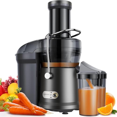 Safecourt Kitchen Entsafter Gemüse und Obst - Slow Juicer [1300W, 2 Stufen für hart & weich] - Saftpresse elektrisch [mit 90% Saftergebnis] - Obstpresse [mit 1.5 Liter Fassungsvermögen] - BPA frei von Safecourt Kitchen