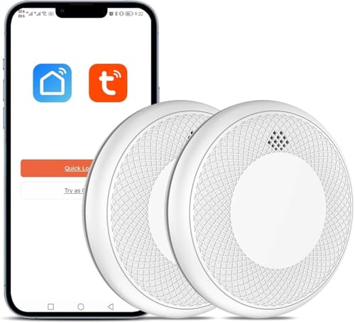Safeliveo Rauchmelder WLAN 10 Jahre Batterie mit App Benachrichtigung, Stummschaltung und Selbsttest Funktion ，Entspricht DIN EN 14604(Kompatibel mit Tuya/Smart Life APP)-2 Stück von Safeliveo