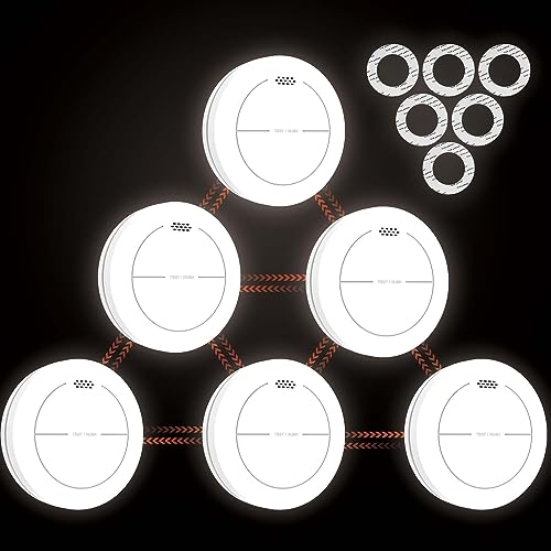 Vernetzter Rauchmelder mit 10 Jahre Batterie, Stummschaltung und Test, Feuermelder vernetzt mit Keine blinkende LED im Standardzustand Rauchwarnmelder für Schlafzimmer, Keller und Lagerräume 6er Set von Safeliveo