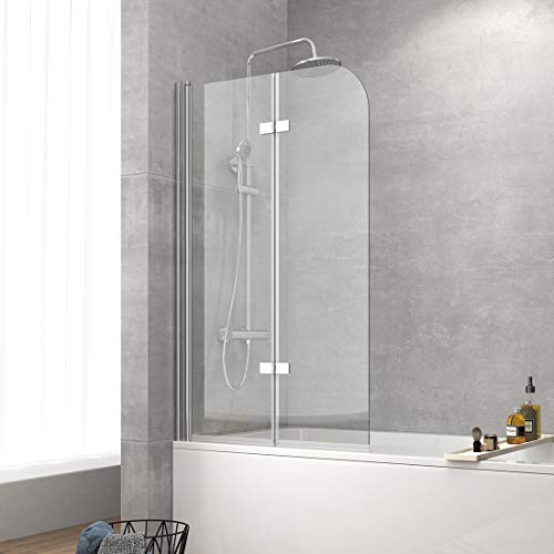 Safeni Duschwand für Badewanne 120x140cm Faltbar Badewannenaufsatz Duschabtrennung mit 6mm Nanobeschichtung ESG Klares Sicherheitsglas, Schwenkbar 180º von Safeni