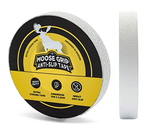 Safestep Moose Grip – Hochwertiges und leicht zu reinigendes Anti-Rutsch-Klebeband für Treppen im Innen- und Außenbereich (Easy Clean, Weiß, 15 m x 2.5 cm) von Safestep