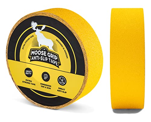 Safestep Moose Grip – Hochwertiges und leicht zu reinigendes Anti-Rutsch-Klebeband für Treppen im Innen- und Außenbereich (Premium, Gelb, 15 m x 5 cm) von Safestep
