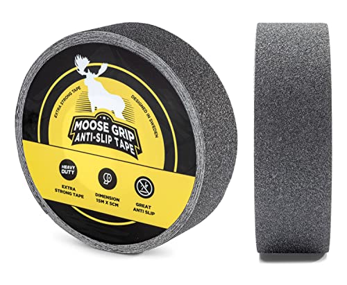 Safestep Moose Grip Anti-Rutsch-Band | Premium Medium Grain Anti-Rutsch-Band für Stufen, Rampen & Böden | High-Traction, Durable, PVC-frei & UV-resistente Sicherheit Grip | 15m x 5cm Grau von Safestep