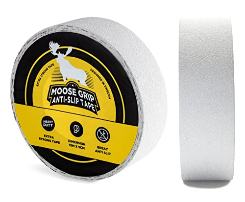 Safestep Moose Grip Anti-Rutsch-Band | Premium Medium Grain Anti-Rutsch-Band für Stufen, Rampen & Böden | High-Traction, Durable, PVC-frei & UV-resistente Sicherheit Grip | 15m x 5cm Weiß von Safestep