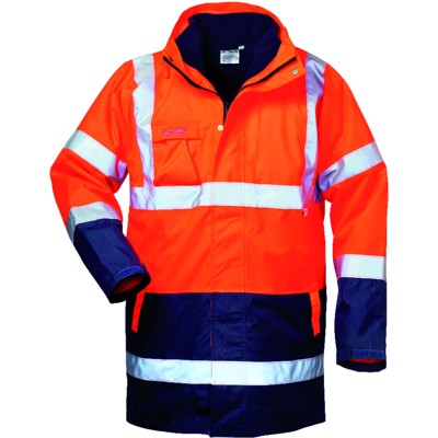 Warnschutzparka TRAVIS 23549, warnorange/marineblau, Größe 2XL von Safestyle