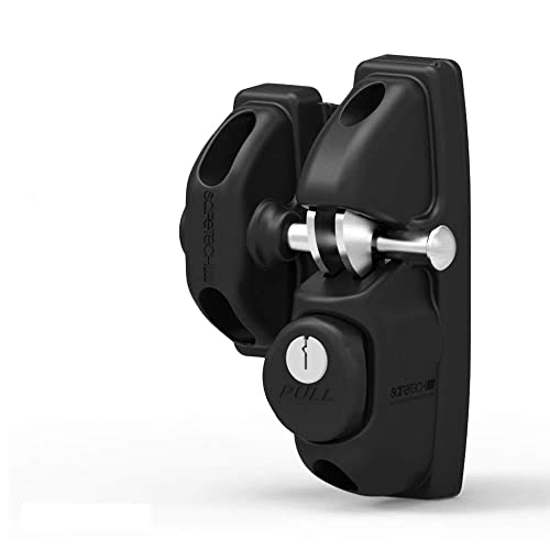 Safetech Hardware ViperX1 Schwerkrafttorriegel, einseitiger Zugang, 2 unabhängige Verriegelungshaken, einseitig abschließbar, Sichtschutz, Schwerkraftriegel, Vinyl, Holz und Aluminium, Schwarz von Safetech Hardware