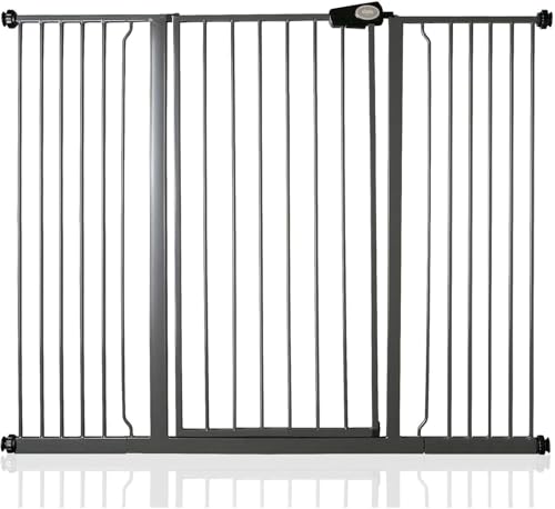 Safetots Extrahohes Metall-Sicherheitsgitter, Druckmontage, 139.8cm - 147.4cm, Schiefergrau, 104cm Höhe, Extrahohes Treppengitter, hohe Gitter Fuer Babys, Einfache Installation Safetots Extrahohes Metall-Sicherheitsgitter, Druckmontage, 139.8cm - 147.4cm, Schiefergrau, 104cm Höhe, Extrahohes Treppengitter, hohe Gitter Fuer Babys, Einfache Installation von Safetots