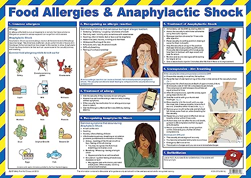 Safety First Aid Gruppe A2 laminiert Lebensmittel Allergien und anaphylaktische Schocks Poster von Safety First Aid Group