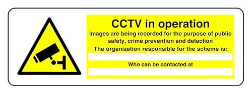 Cctv In Operation Images Are Being Recorded For The Purpose Of Public Safety – Sicherheitsschild, 3 mm Aluminium-Dibond für den Innen- und Außenbereich (600 mm x 200 mm), 7 m Sichtabstand von Safety First Display LTD