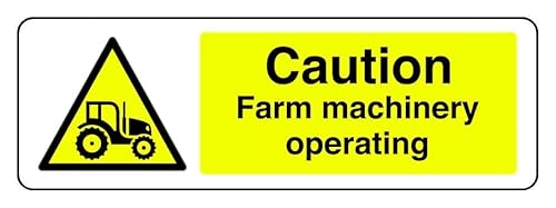 Hinweisschild "Caution Agricultural Machinery Crossing", 3 mm Aluminium-Dibond für den Innen- und Außenbereich (600 mm x 200 mm), 7 m Sichtabstand von Safety First Display LTD