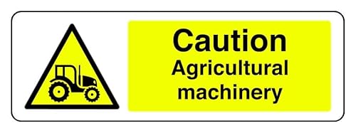 Hinweisschild "Caution Agricultural Machinery" – selbstklebender Aufkleber mit hoher Klebekraft (600 mm x 200 mm), Sichtabstand innerhalb von 14 m. von Safety First Display LTD