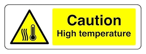 Hinweisschild "Caution I High Temperature", 1,2 mm starrer Kunststoff für den Innen- und Außenbereich (600 mm x 200 mm) Sichtabstand innerhalb von 14 m. von Safety First Display LTD