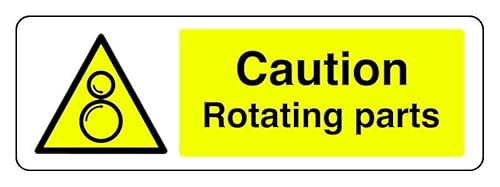 Hinweisschild "Caution Rotating Parts", 3 mm Aluminium-Dibond für den Innen- und Außenbereich (600 mm x 200 mm), 7 m Sichtabstand von Safety First Display LTD
