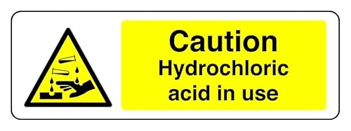 Hinweisschild mit Aufschrift "Caution Hydrochloric Acid In Use", selbstklebend, 300 mm x 100 mm, Sichtabstand innerhalb von 5 m. Hinweisschild mit Aufschrift "Caution Hydrochloric Acid In Use", selbstklebend, 300 mm x 100 mm, Sichtabstand innerhalb von 5 m. von Safety First Display LTD
