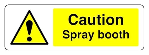 Hinweisschild mit Aufschrift "Caution Spray Booth", selbstklebend, 300 mm x 100 mm, Sichtabstand innerhalb von 5 m. von Safety First Display LTD