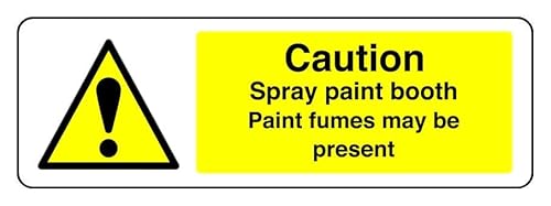 Hinweisschild mit Aufschrift "Caution Spray Paint Booth Paint Fumes May Be Present – 1,2 mm starrer Kunststoff für den Innen- und Außenbereich (150 mm x 50 mm) Sichtabstand innerhalb von 3 m. von Safety First Display LTD