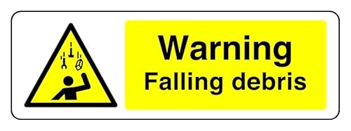 Hinweisschild mit Aufschrift "Warning Falling Debris", 1,2 mm starrer Kunststoff für den Innen- und Außenbereich (300 mm x 100 mm), Sichtabstand innerhalb von 5 m. von Safety First Display LTD