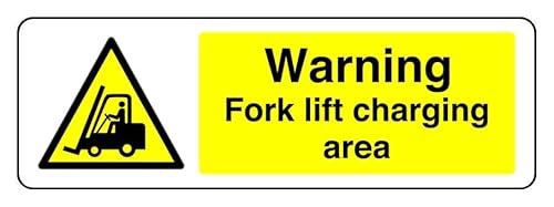 Hinweisschild mit Aufschrift "Warning Fork Lift Charging Area", 3 mm Aluminium-Dibond für den Innen- und Außenbereich (600 mm x 200 mm), 7 m Sichtabstand von Safety First Display LTD