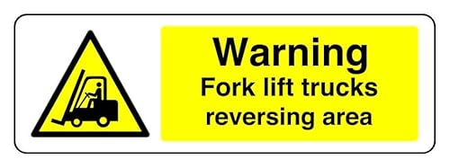 Hinweisschild mit Aufschrift "Warning Fork Lift Trucks Reversing Area", selbstklebend, 150 mm x 50 mm, Sichtabstand innerhalb von 3 m. Hinweisschild mit Aufschrift "Warning Fork Lift Trucks Reversing Area", selbstklebend, 150 mm x 50 mm, Sichtabstand innerhalb von 3 m. von Safety First Display LTD