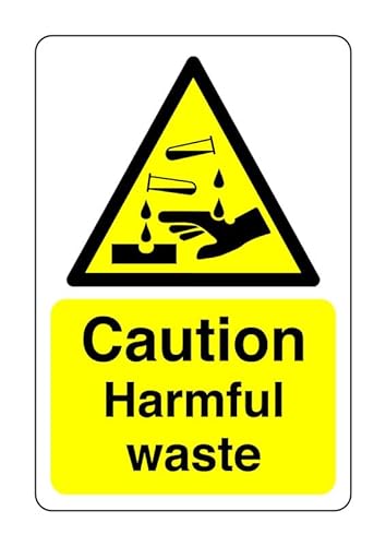 Schild mit Aufschrift "Caution harmful waste" – ätzend, gefährlich, Chemikalien, schädlich, reizend, 1,2 mm starrer Kunststoff für den Innen- und Außenbereich (400 mm x 300 mm) Sichtabstand innerhalb von Safety First Display LTD