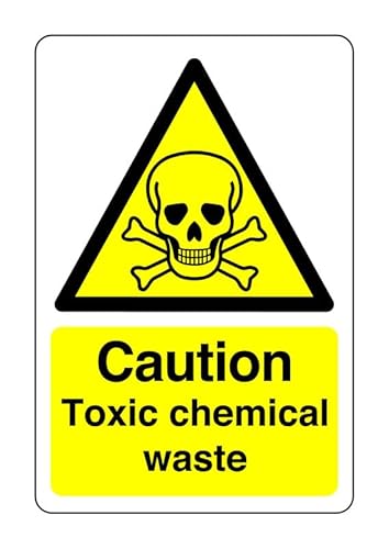 Schild mit Aufschrift "Caution toxic chemical waste" – ätzend, gefährlich, chemisch, schädlich, reizend – 1,2 mm starrer Kunststoff für den Innen- und Außenbereich (200 mm x 150 mm) Sichtabstand von Safety First Display LTD